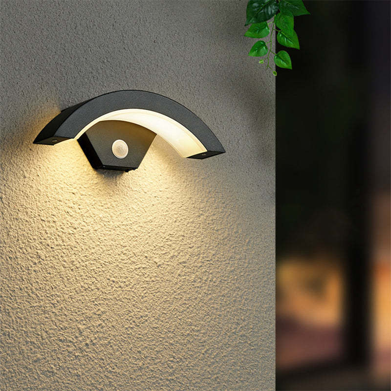 Lampă de Perete Alvyn Arc Nordic Impermeabilă LED Exterior Negru
