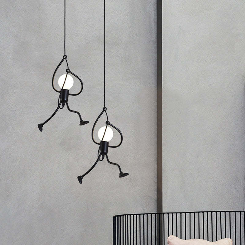 Lampă suspendată Esi Iron Man Retro Modernă, Neagră