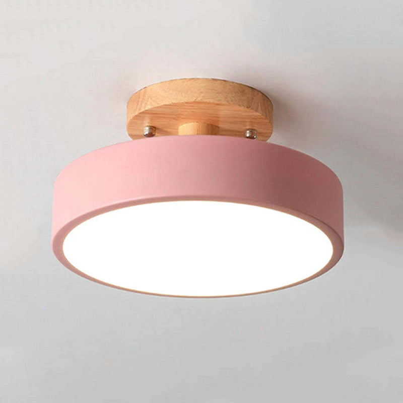Plafonieră LED Rotundă Zera, Aplicată, din Lemn, Modernă, Colorată