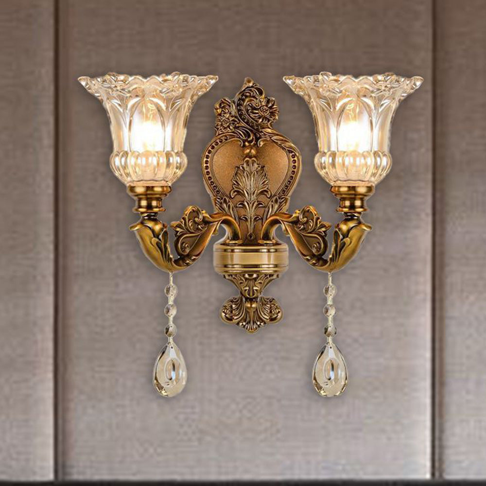 Lampă de perete Calixo Vintage Floral / Sticlă Auriu
