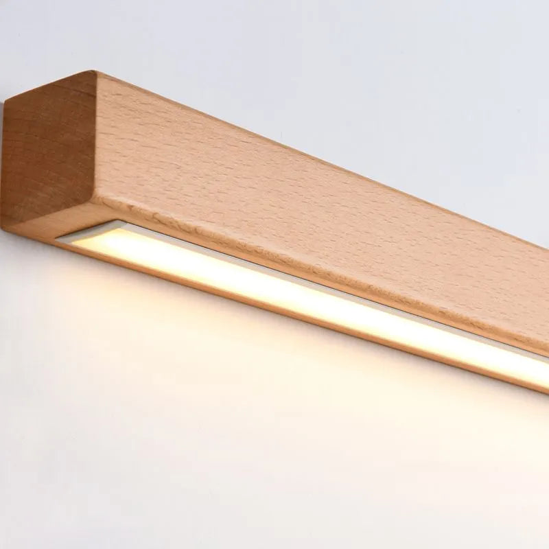 Lampă de perete liniară Varelin, cu aspect de lemn, pentru oglindă
