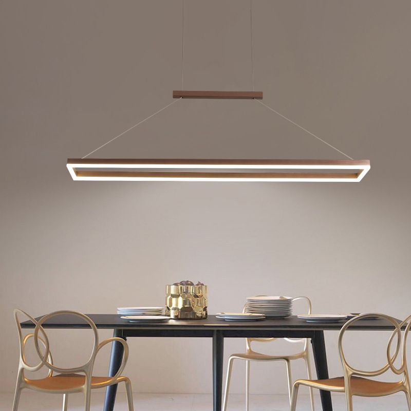 Lustră suspendată modernă dreptunghiulară Nexil, Auriu/Maro Cafea