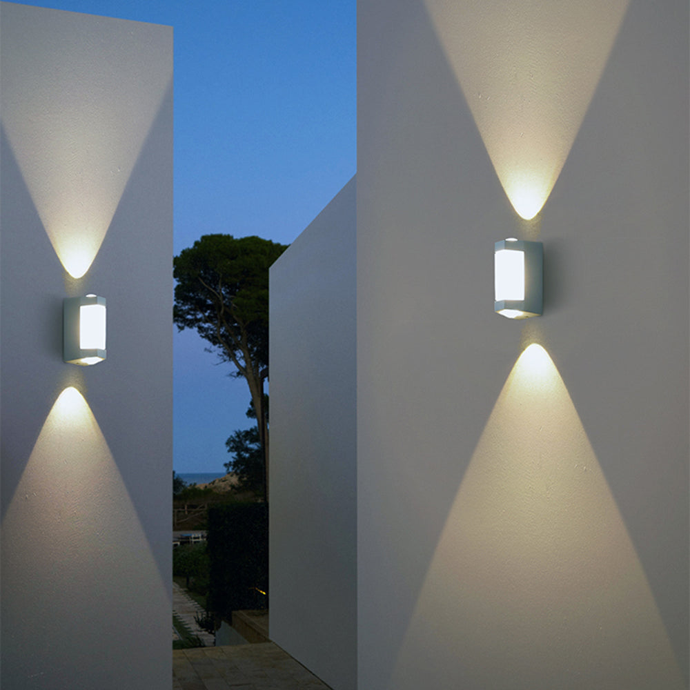 Lampă de perete Alvoren Nordică pentru exterior, cu lumină sus-jos, Alb/Negru