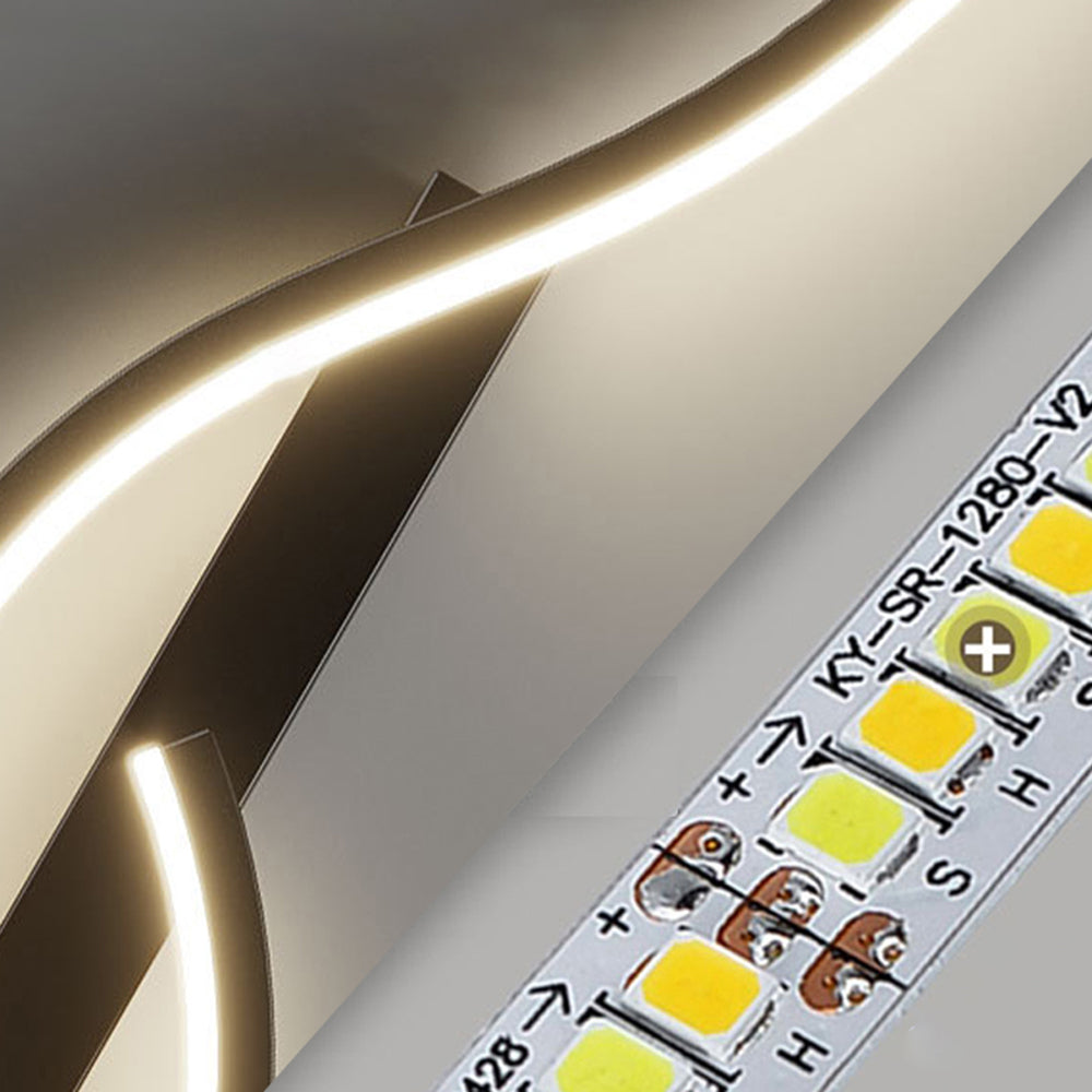 Vireth Lampă de perete modernă cu undă liniară pentru dormitor, Negru/Auriu