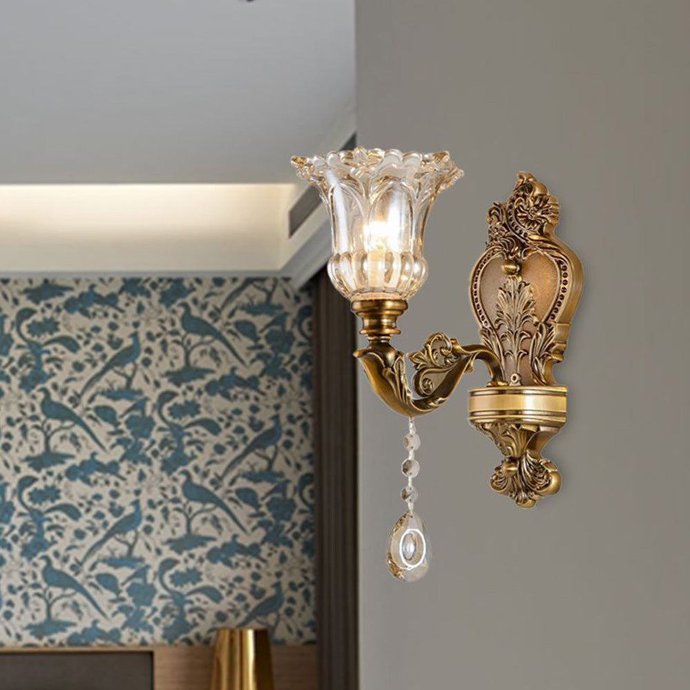 Lampă de perete Calixo Vintage Floral / Sticlă Auriu