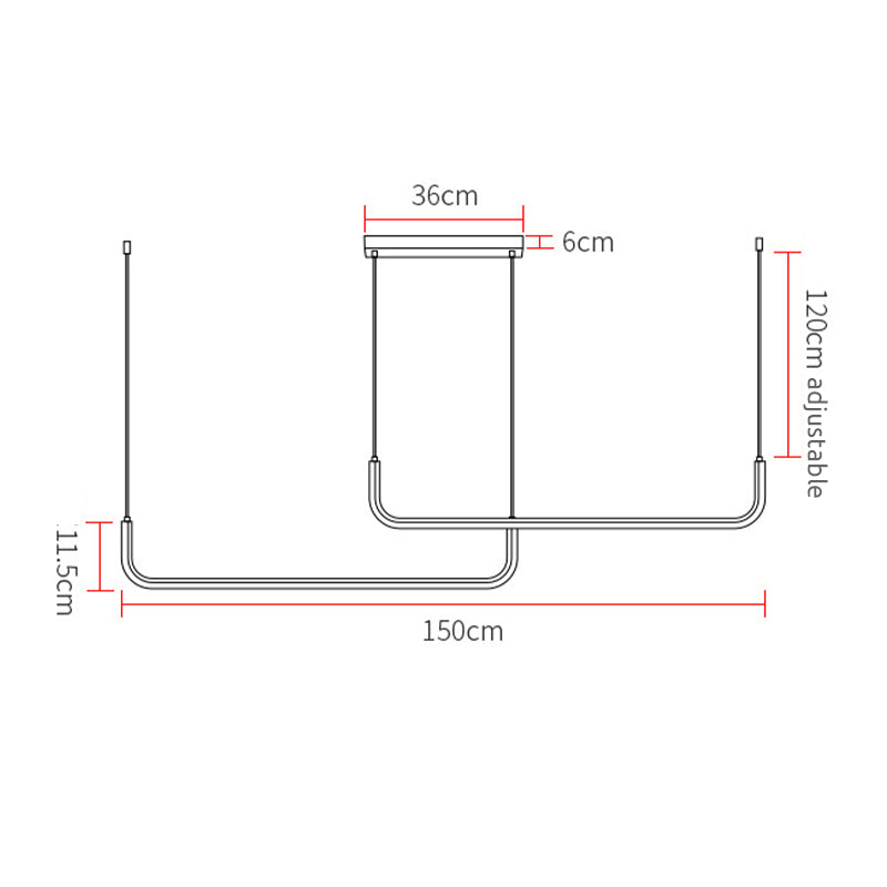 Lustră suspendată liniară modernă Sorev cu cadru dublu, Negru/Auriu