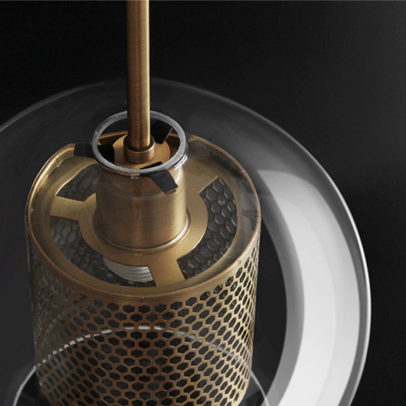 Lampă suspendată Nerel aurie contemporană, sticlă, glob/cilindrică