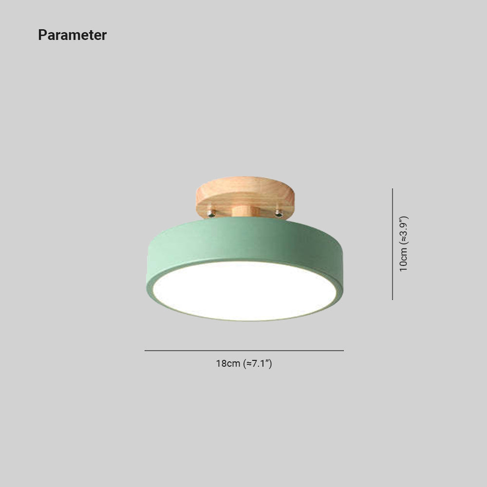 Plafonieră LED Rotundă Zera, Aplicată, din Lemn, Modernă, Colorată