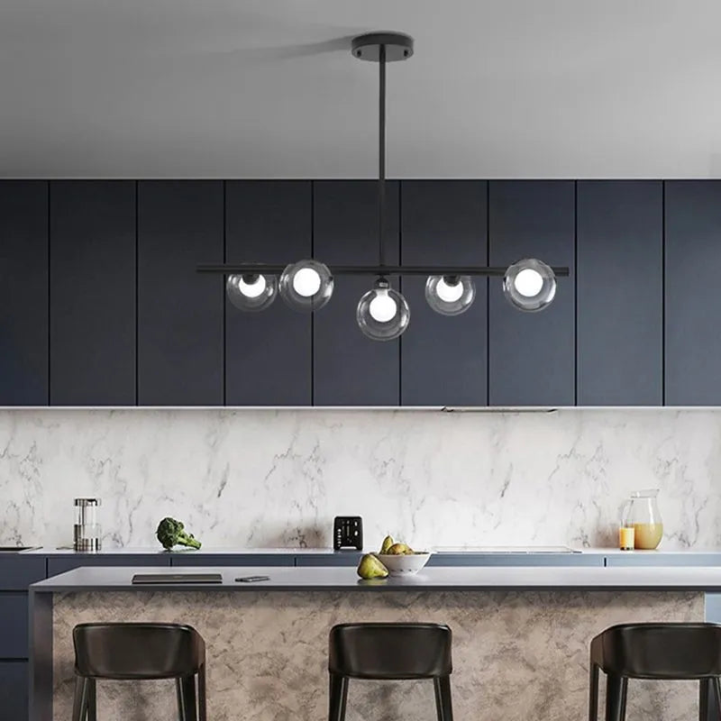 Lustră suspendată Lumirel cu sticlă tip bule, design liniar