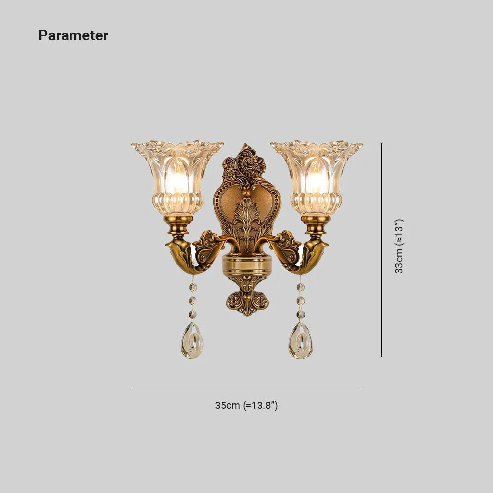 Lampă de perete Calixo Vintage Floral / Sticlă Auriu