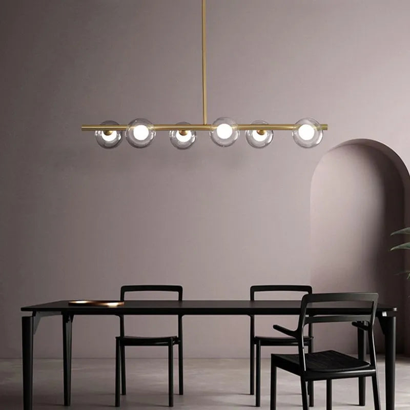 Lustră suspendată Lumirel cu sticlă tip bule, design liniar