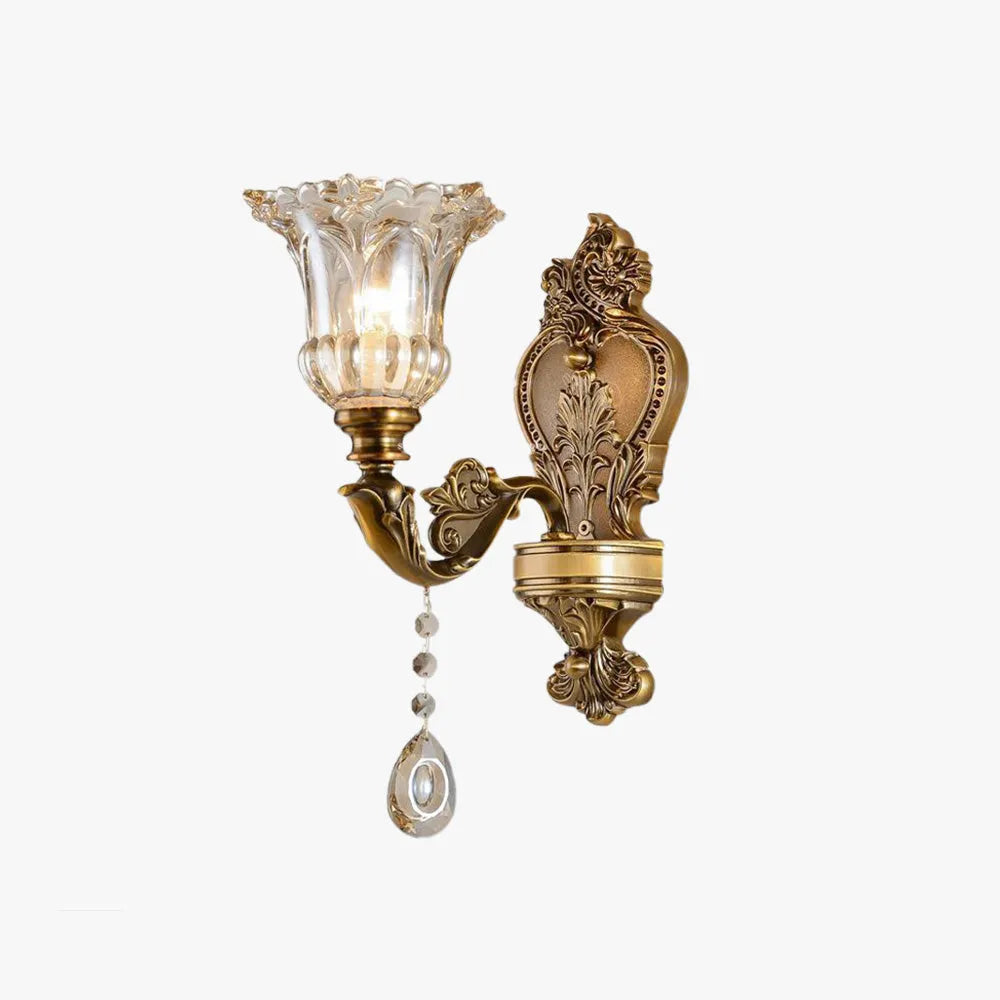 Lampă de perete Calixo Vintage Floral / Sticlă Auriu