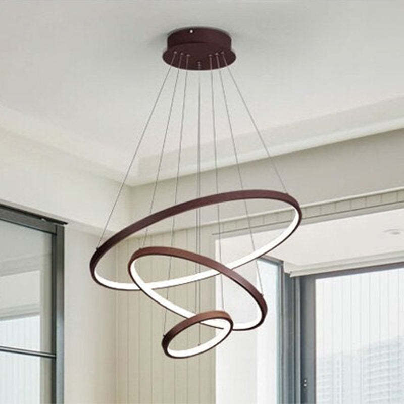 Lampă suspendată Toriq, Inel Interior Iluminat, Alb/Negru/Auriu