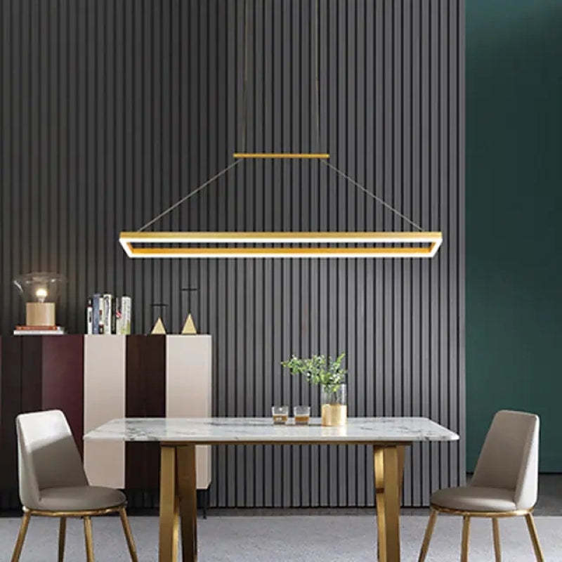 Lustră suspendată modernă dreptunghiulară Nexil, Auriu/Maro Cafea