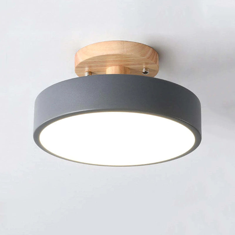 Plafonieră LED Rotundă Zera, Aplicată, din Lemn, Modernă, Colorată