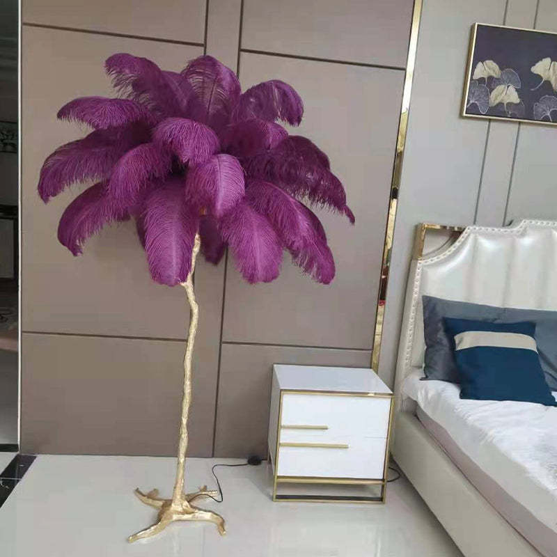 Salenor Nordic Luxury Lampa unică de podea/masă cu pene de struț