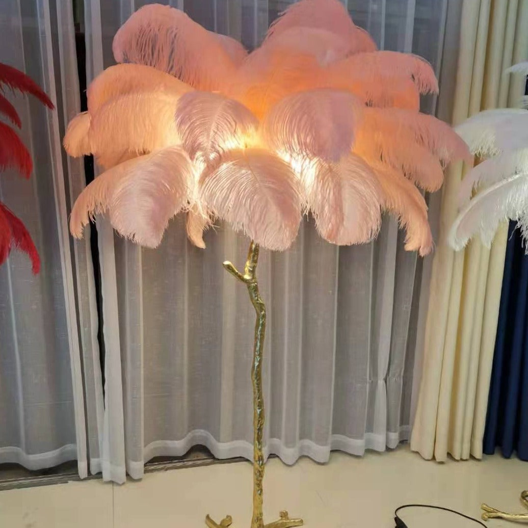 Salenor Nordic Luxury Lampa unică de podea/masă cu pene de struț