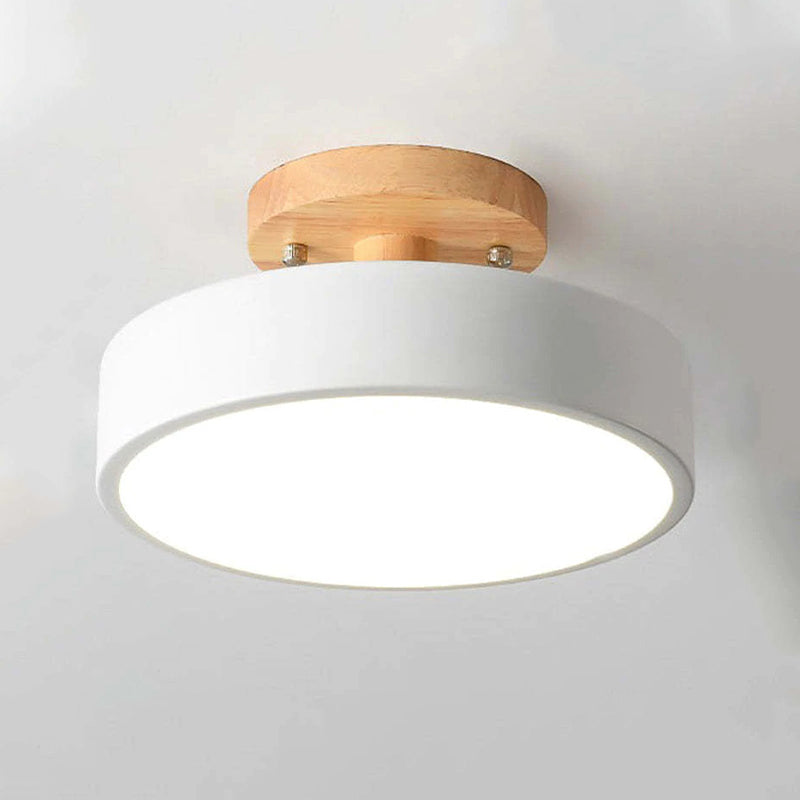 Plafonieră LED Rotundă Zera, Aplicată, din Lemn, Modernă, Colorată