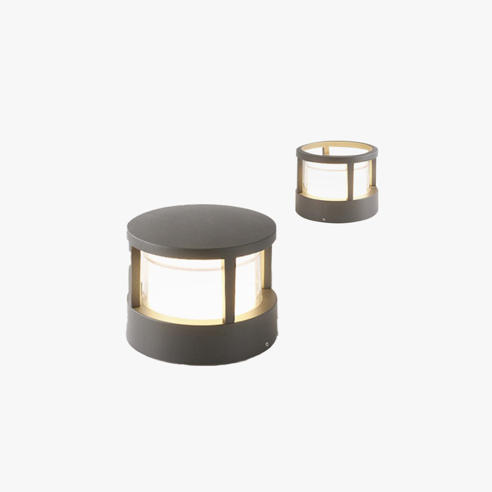 Bolar Cilindric Modern Alvian, Lumină de Exterior, Negru
