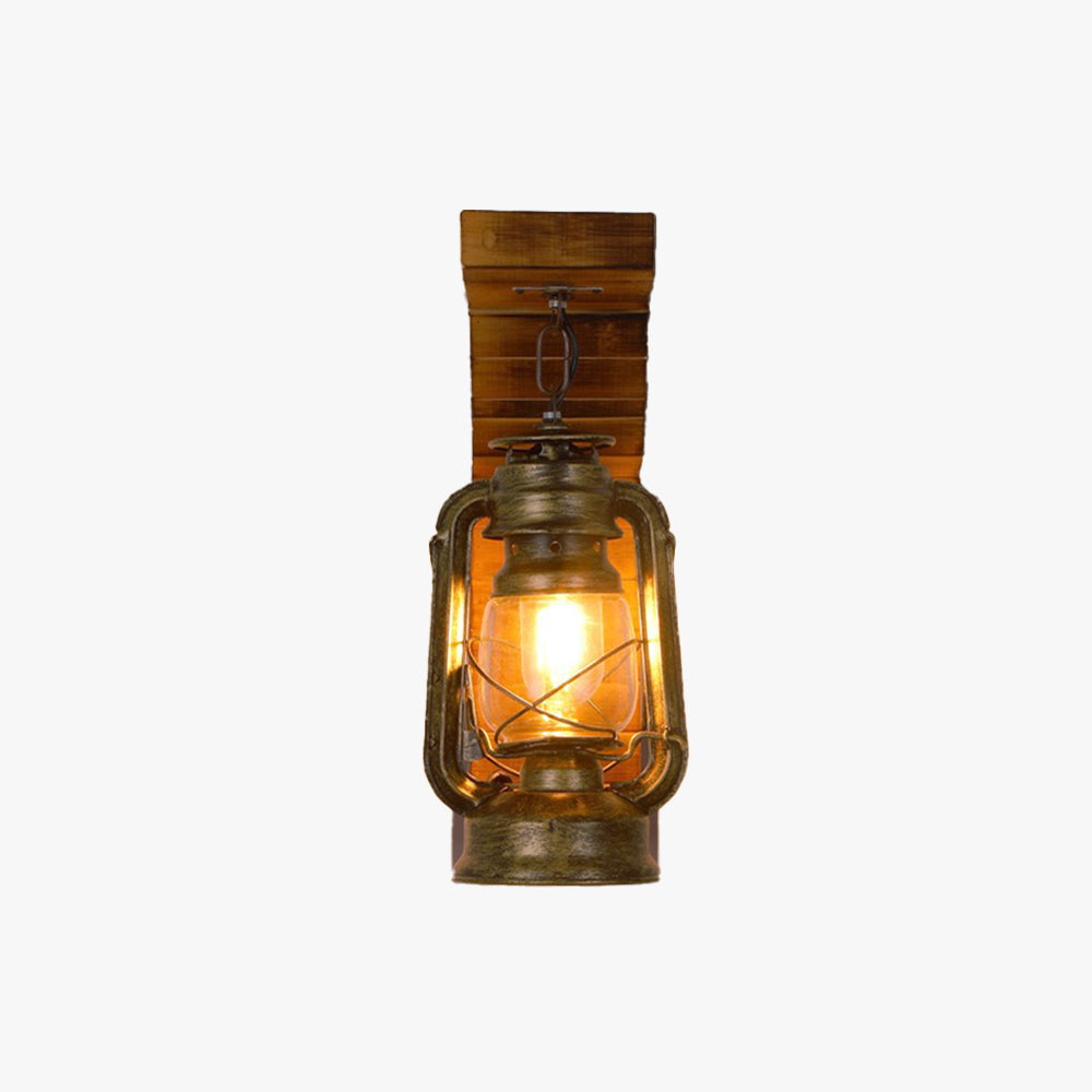 Aplică de perete Orlena, Felinar Vintage, Lemn Rustic
