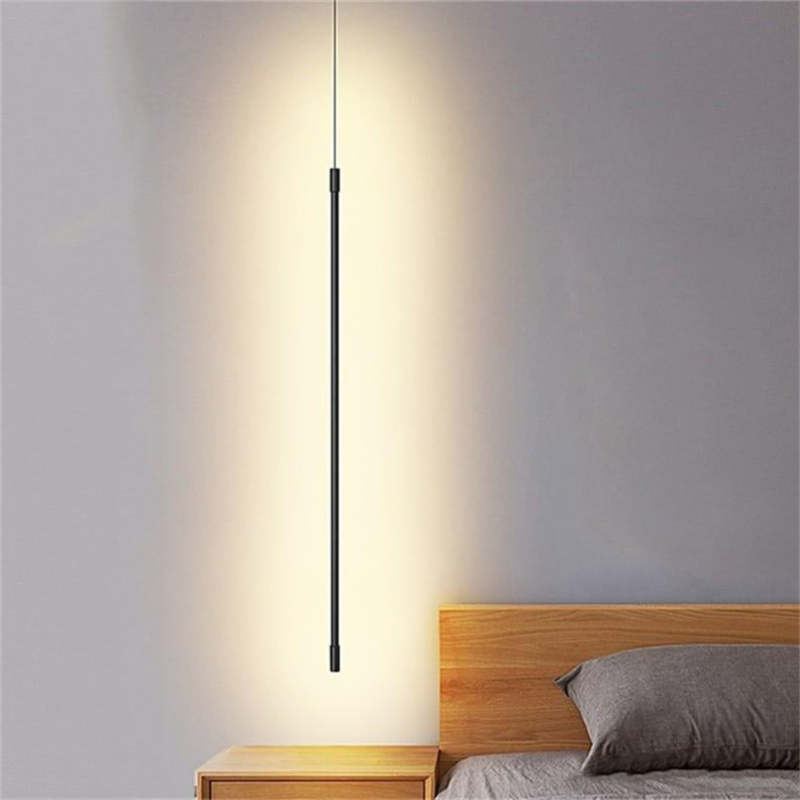 Tavix Lampă suspendată liniară minimalistă pentru noptieră, Negru