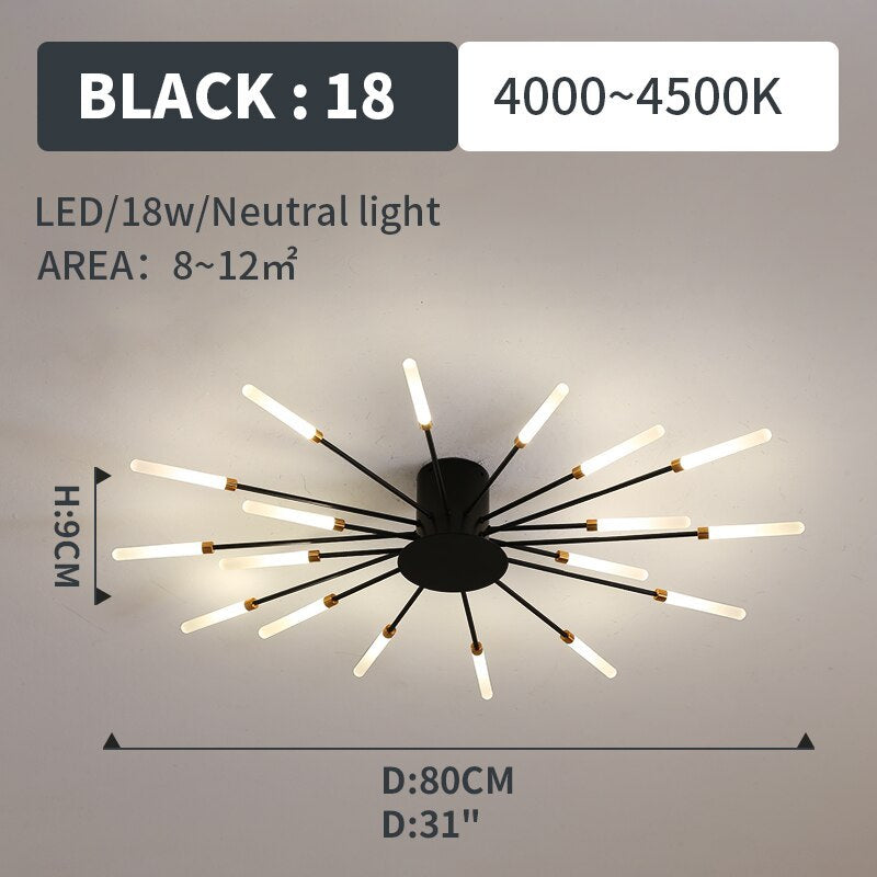 Plafonieră Kovon Artificii, Negru/Auriu