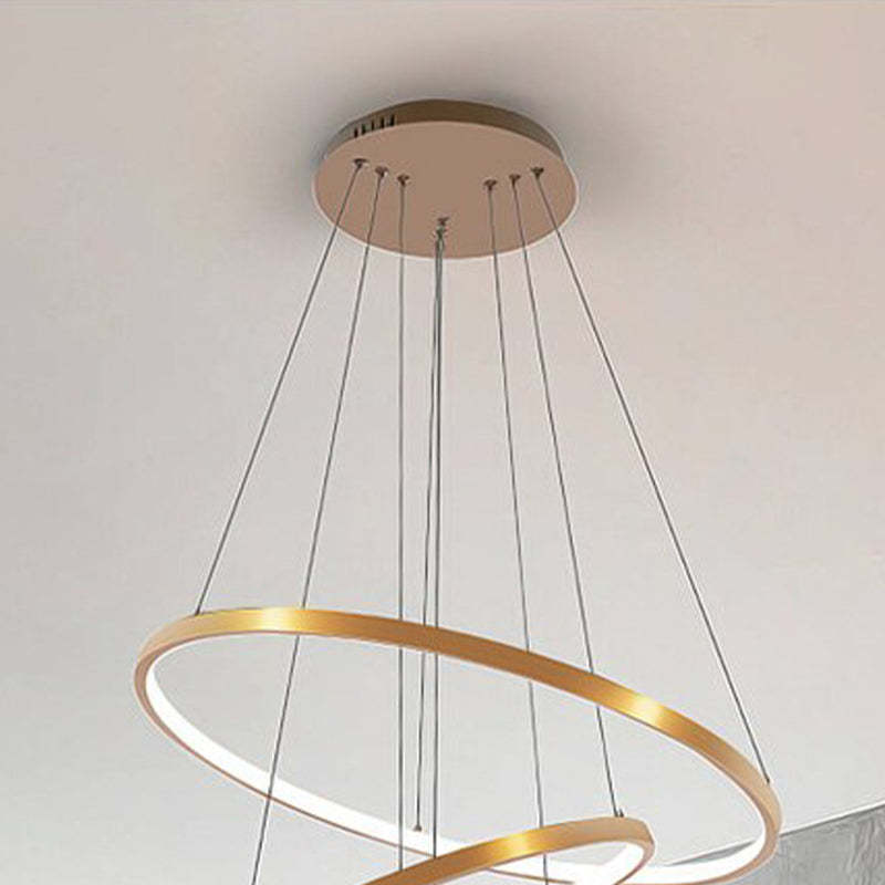 Lampă suspendată Toriq, Inel Interior Iluminat, Alb/Negru/Auriu