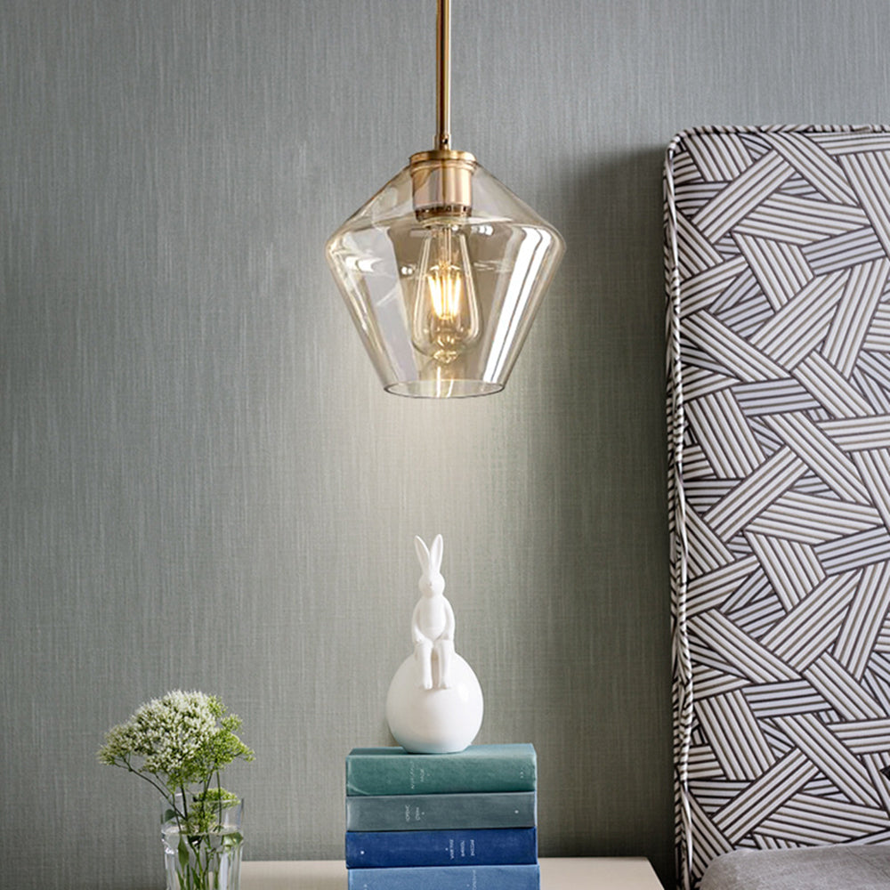 Lampă suspendată Virelo, sticlă diamant transparent/chihlimbar