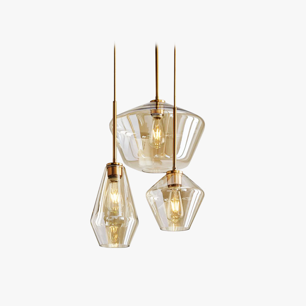 Lampă suspendată Virelo, sticlă diamant transparent/chihlimbar