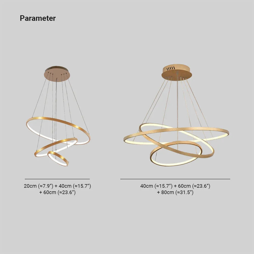 Lampă suspendată Toriq, Inel Interior Iluminat, Alb/Negru/Auriu