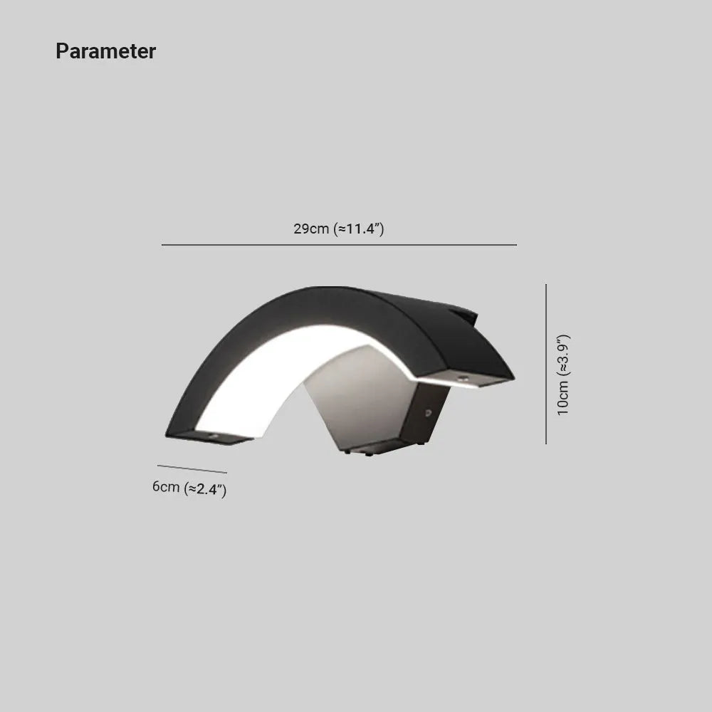 Lampă de Perete Alvyn Arc Nordic Impermeabilă LED Exterior Negru