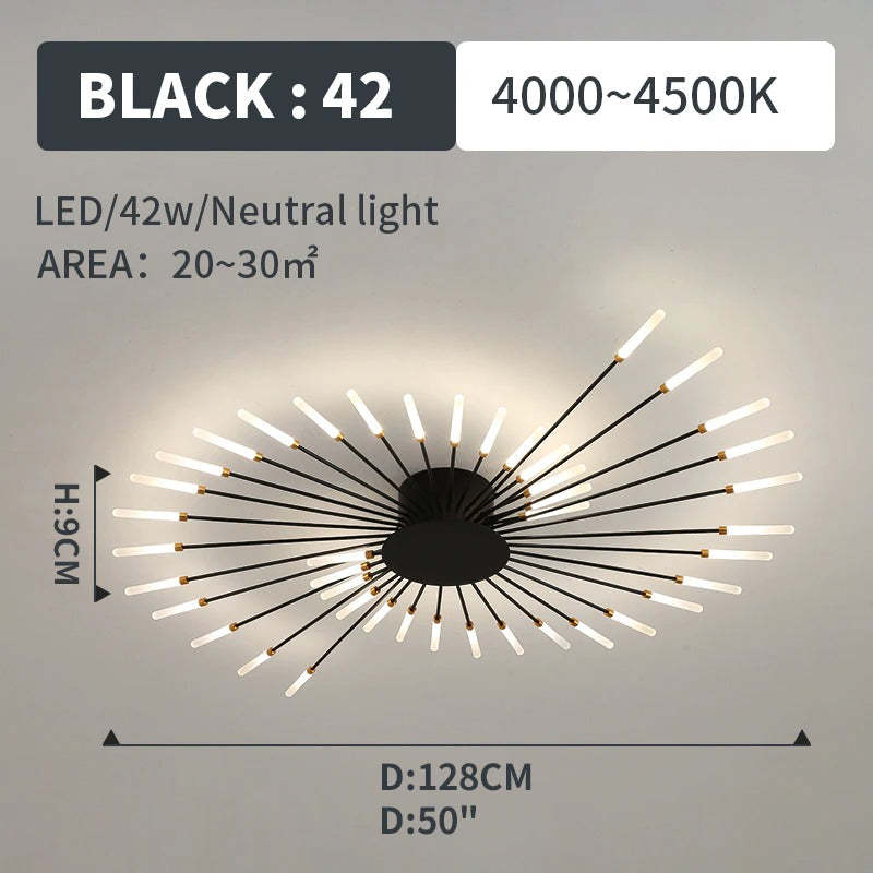 Plafonieră Kovon Artificii, Negru/Auriu
