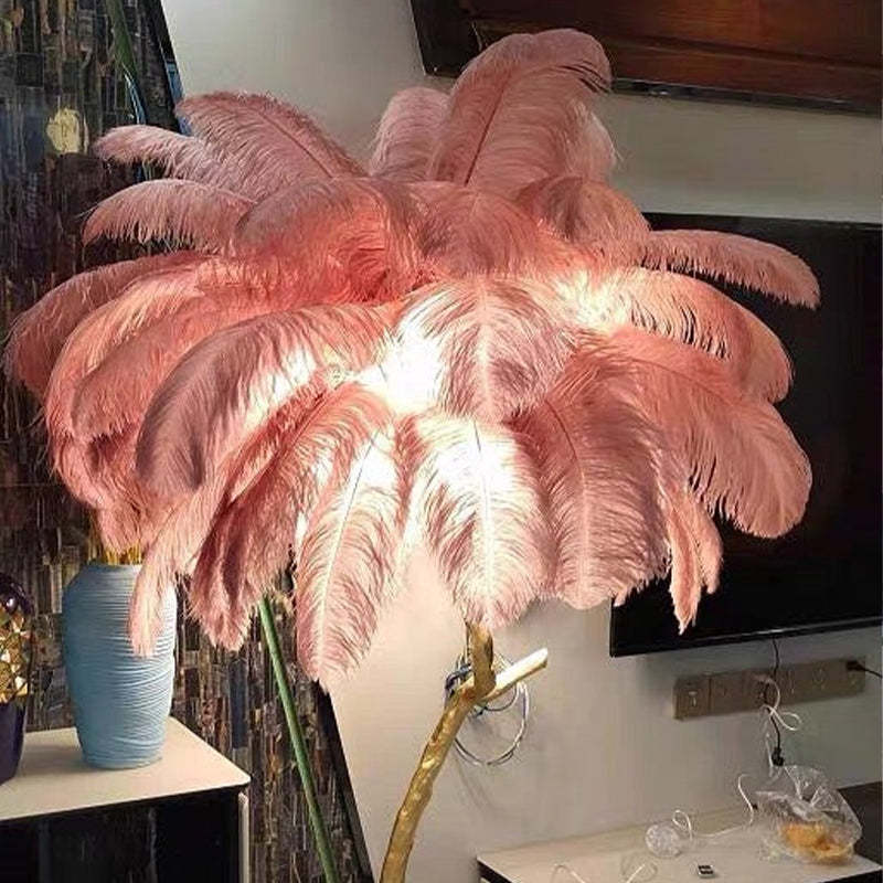 Salenor Nordic Luxury Lampa unică de podea/masă cu pene de struț