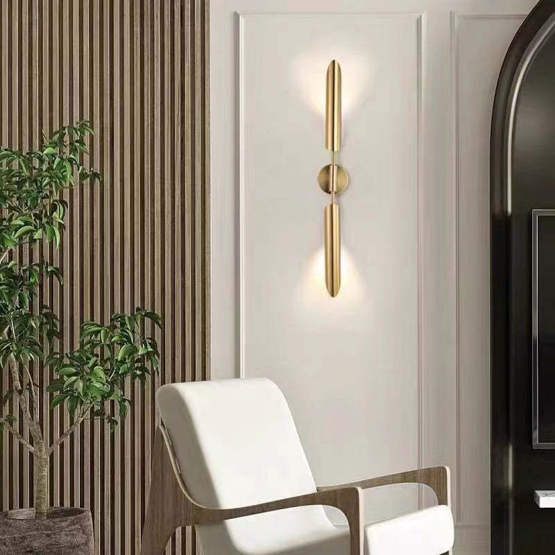 Lampă de perete Zorva de lux, cu două capete, aurie