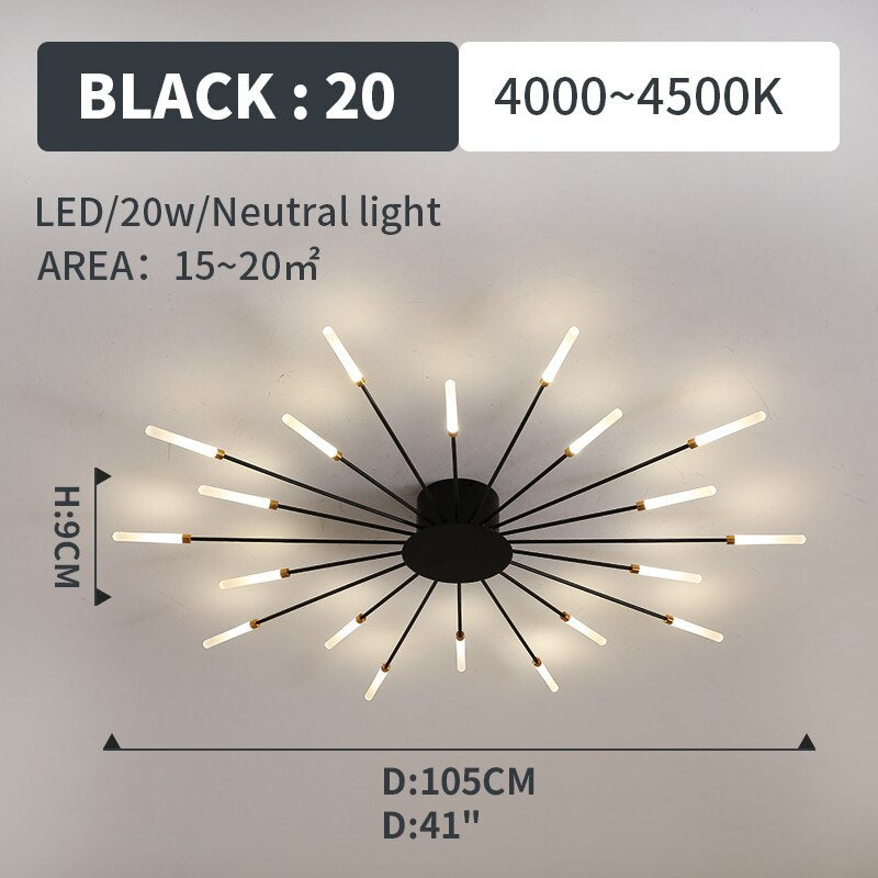 Plafonieră Kovon Artificii, Negru/Auriu