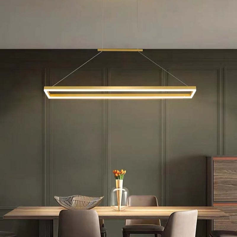 Lustră suspendată modernă dreptunghiulară Nexil, Auriu/Maro Cafea