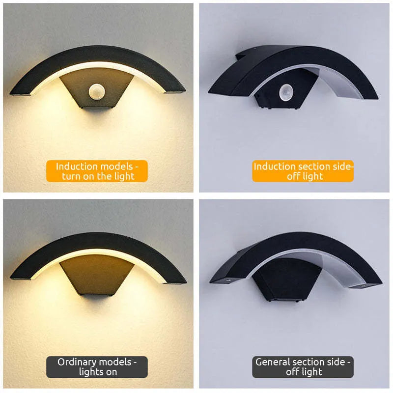 Lampă de Perete Alvyn Arc Nordic Impermeabilă LED Exterior Negru