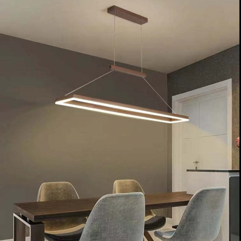 Lustră suspendată modernă dreptunghiulară Nexil, Auriu/Maro Cafea