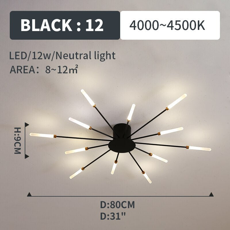 Plafonieră Kovon Artificii, Negru/Auriu