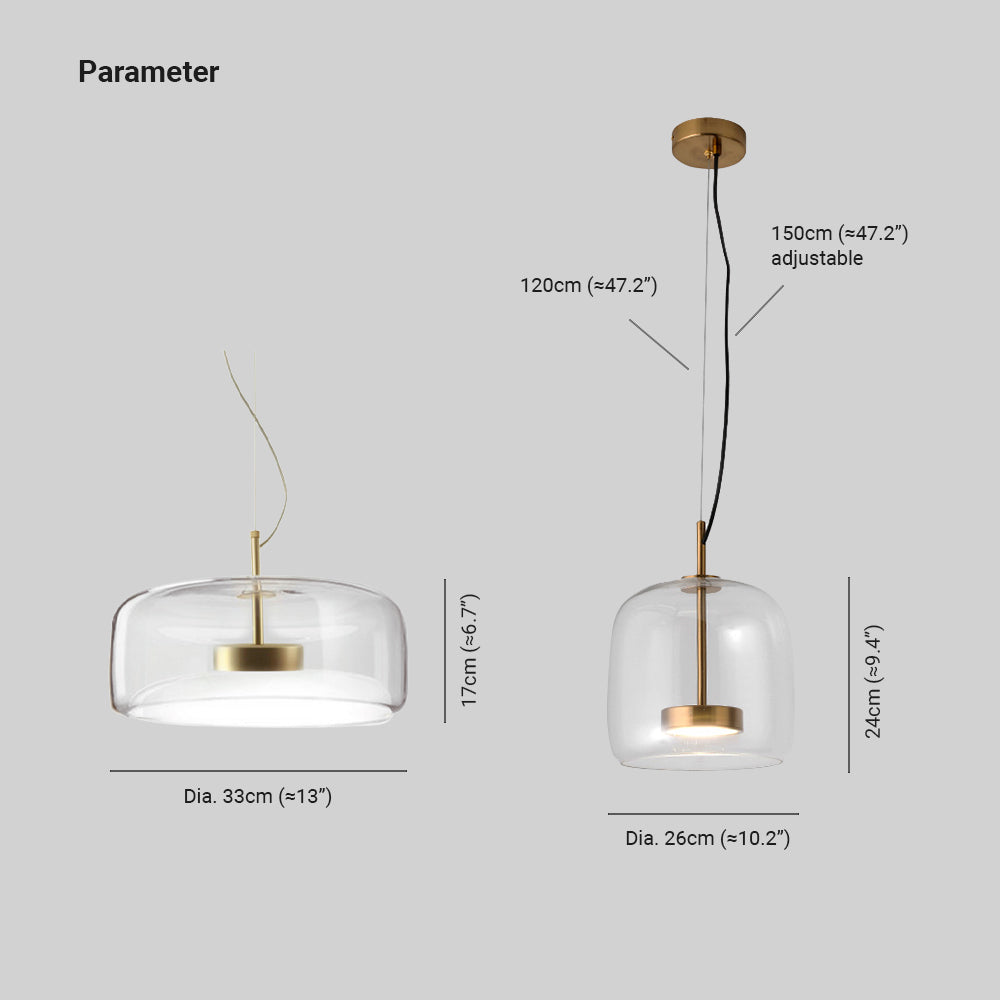 Pendul Lioren din Sticlă Modernă Transparent/Fumuriu/Ambră