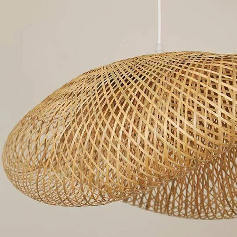 Lustră Veltrix din bambus natural pentru insula de bucătărie