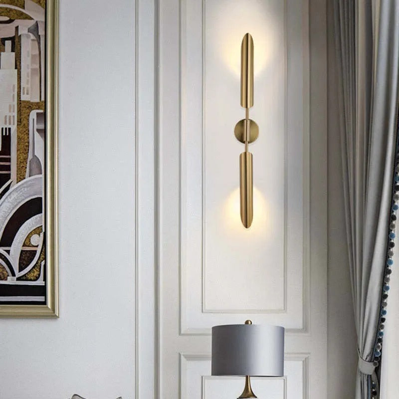 Lampă de perete Zorva de lux, cu două capete, aurie