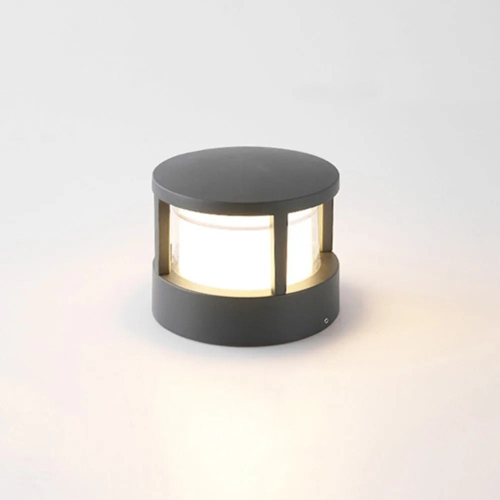 Bolar Cilindric Modern Alvian, Lumină de Exterior, Negru