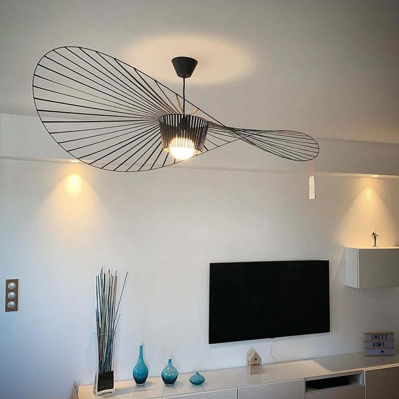 Lampă suspendată Xelion Floare Modernă din Țesătură Negru/Alb/Auriu/Maro