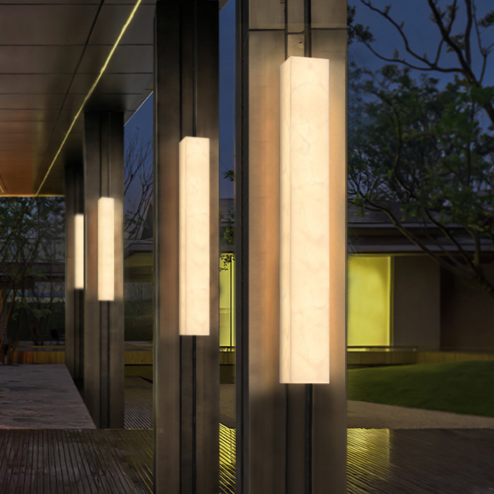 Lampă de perete Marvex, modernă, dreptunghiulară, de exterior, albă