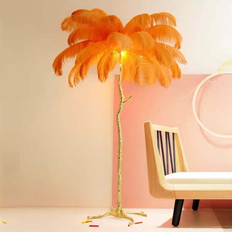 Salenor Nordic Luxury Lampa unică de podea/masă cu pene de struț