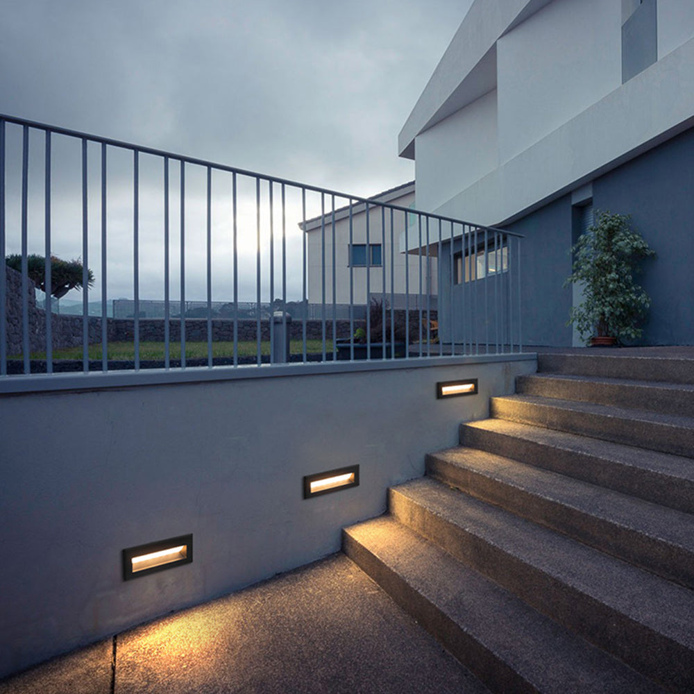 Calvorn Lampă de Treaptă Modernă Dreptunghiulară Neagră de Exterior