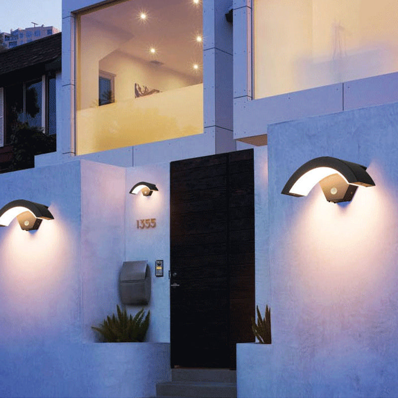 Lampă de Perete Alvyn Arc Nordic Impermeabilă LED Exterior Negru