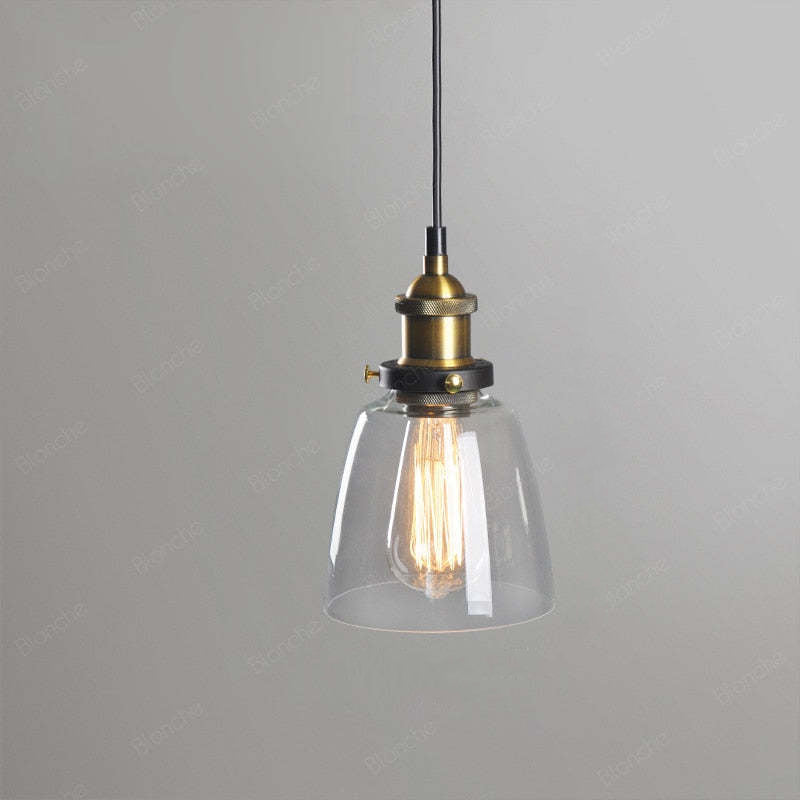 Teni Lampă suspendată industrială din sticlă Transparent/Chihlimbar/Gri Fumuriu