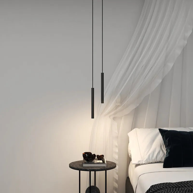 Lampă suspendată Selvor Minimalistă Liniară Neagră